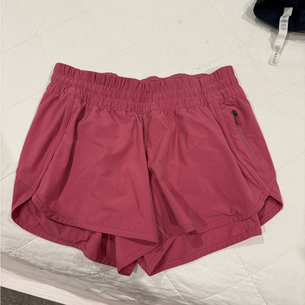 Lululemon Women’s Pink Athletic Shorts - Elastic Waist, Zip Pocket size 8